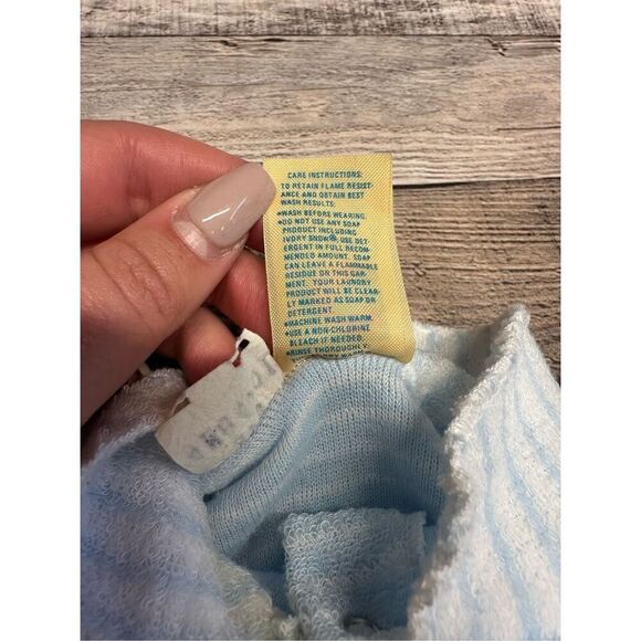 Vintage Carter’s Newborn Baby Boy Striped Blue Teddy Bear One Piece Outfit - Picture 7 of 7